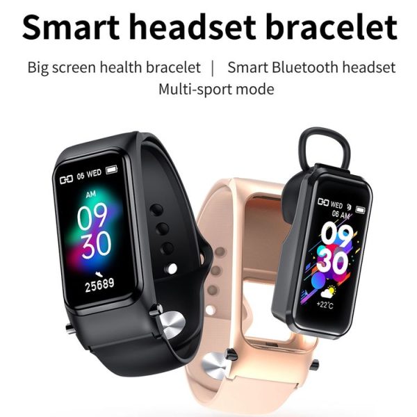 X4 1.14 inch HD Screen Bluetooth Earphone Smart Bracelet, Support Sleep Monitoring / Body Temperature Monitoring / Heart Rate Monitoring (Rose Gold) - Image 4
