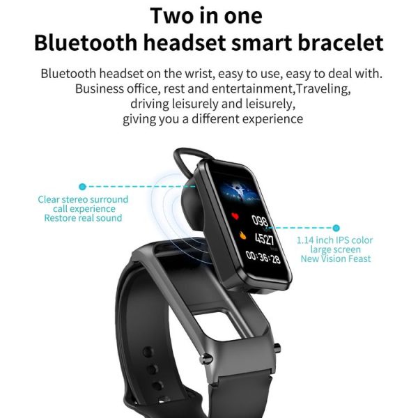 X4 1.14 inch HD Screen Bluetooth Earphone Smart Bracelet, Support Sleep Monitoring / Body Temperature Monitoring / Heart Rate Monitoring (Rose Gold) - Image 7