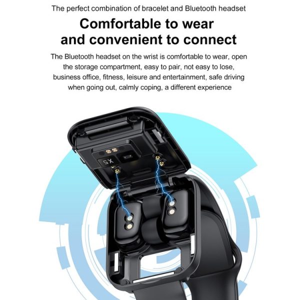 X8 1.69 inch HD Color Screen Bluetooth Earphone Smart Bracelet, Support Sleep Monitoring / Blood Pressure Monitoring / Heart Rate Monitoring (Black) - Image 13