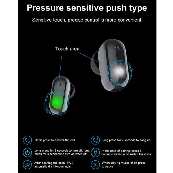 X8 1.69 inch HD Color Screen Bluetooth Earphone Smart Bracelet, Support Sleep Monitoring / Blood Pressure Monitoring / Heart Rate Monitoring (Black) - Image 17