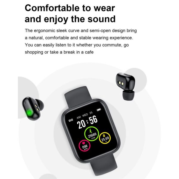 X8 1.69 inch HD Color Screen Bluetooth Earphone Smart Bracelet, Support Sleep Monitoring / Blood Pressure Monitoring / Heart Rate Monitoring (Black) - Image 5