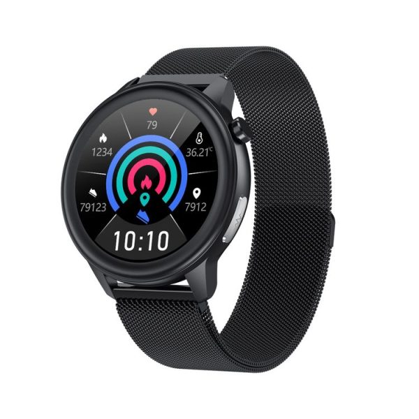 E80 1.3 inch TFT Color Screen IP68 Waterproof Smart Bracelet, Support Blood Oxygen Monitoring / Body Temperature Monitoring / Heart Rate Monitoring, Style: Metal Strap (Black)