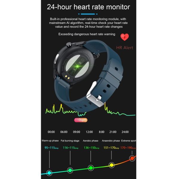 E80 1.3 inch TFT Color Screen IP68 Waterproof Smart Bracelet, Support Blood Oxygen Monitoring / Body Temperature Monitoring / Heart Rate Monitoring, Style: Leather Strap (Brown) - Image 15