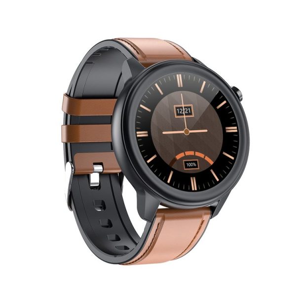 E80 1.3 inch TFT Color Screen IP68 Waterproof Smart Bracelet, Support Blood Oxygen Monitoring / Body Temperature Monitoring / Heart Rate Monitoring, Style: Leather Strap (Brown) - Image 2