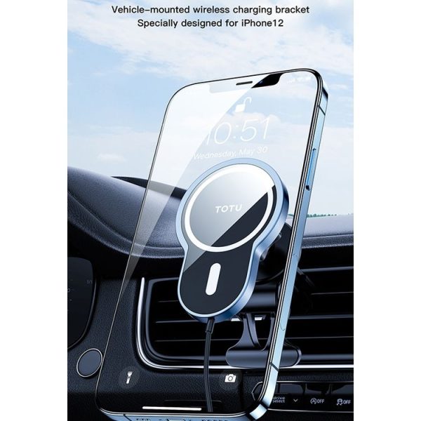 TOTUDESIGN CACW-051 Speddy Series 15W Car Magnetic Suction Wireless Charger with Cable For IPhone 12 Series (Blue) - Image 3