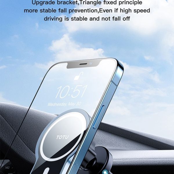 TOTUDESIGN CACW-051 Speddy Series 15W Car Magnetic Suction Wireless Charger with Cable For IPhone 12 Series (Blue) - Image 6