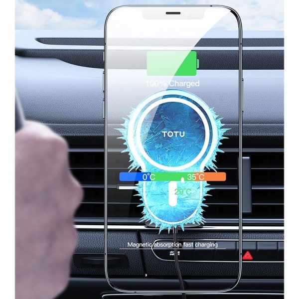 TOTUDESIGN CACW-051 Speddy Series 15W Car Magnetic Suction Wireless Charger with Cable For IPhone 12 Series (Blue) - Image 8