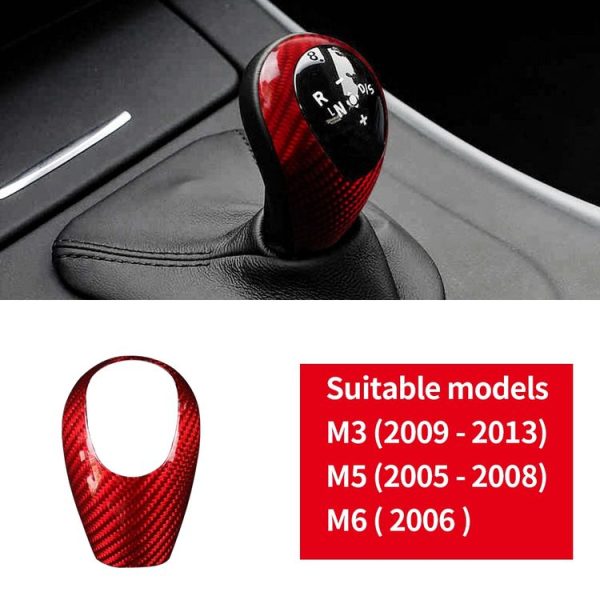 Carbon Fiber Car Gear Head Decorative Sticker for BMW M3 (2009-2013) / M5 (2005-2008) / M6 (2006) Series (Red) - Image 2