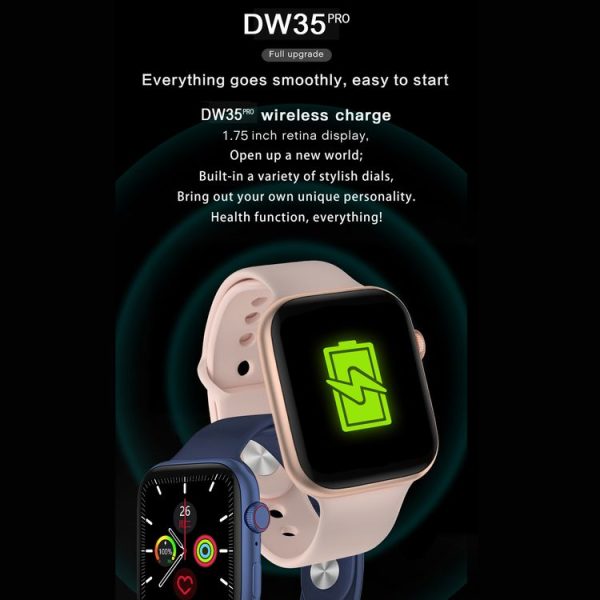 DW35PRO 1.75 inch Color Screen IPX7 Waterproof Smart Watch, Support Bluetooth Answer & Reject / Sleep Monitoring / Heart Rate Monitoring, Style: Silicone Strap (Pink) - Image 4