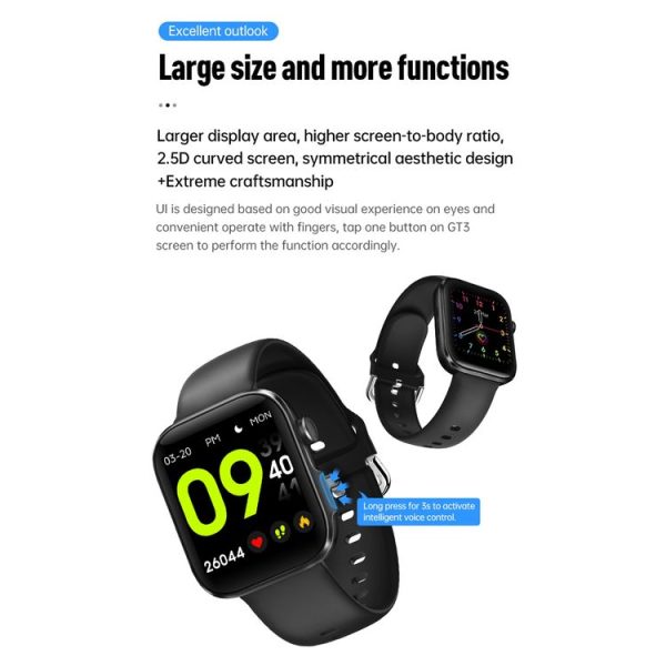 HAMTOD GT3 1.54 inch TFT Screen IP68 Waterproof Smart Watch, Support Music Control / Body Temperature Monitoring / Heart Rate Monitoring / Sleep Monitoring (White) - Image 7