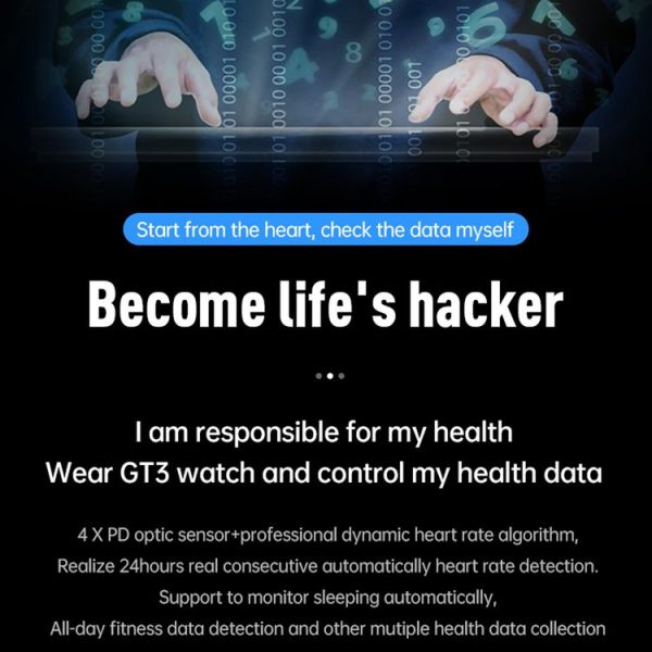 HAMTOD GT3 1.54 inch TFT Screen IP68 Waterproof Smart Watch, Support Music Control / Body Temperature Monitoring / Heart Rate Monitoring / Sleep Monitoring (White) - Image 8