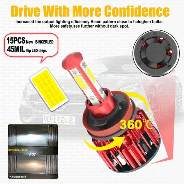 X18 H8 / H9 / H11 2 PCS DC9-36V / 22W / 6000K / 8000LM IP68 Waterproof Car LED Headlight (White Light) - Image 6