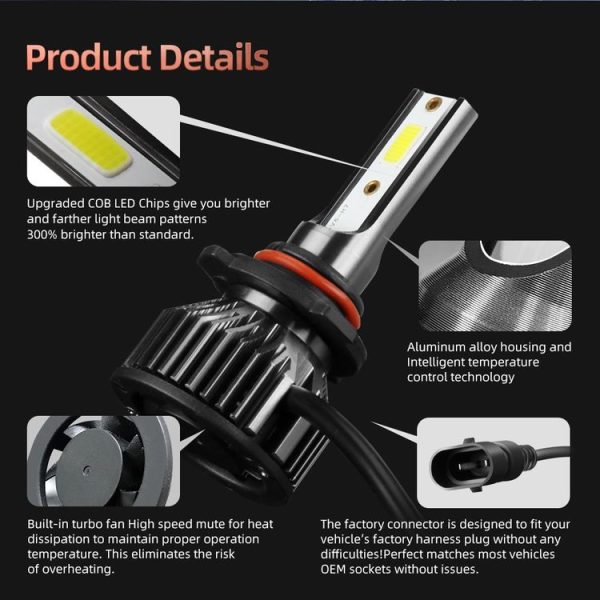 F2 9006 / HB4 2 PCS DC9-36V / 25W / 6000K / 2500LM IP68 Waterproof Car LED Headlight (Cold White Light) - Image 6