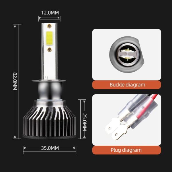F2 H1 2 PCS DC9-36V / 25W / 6000K / 2500LM IP68 Waterproof Car LED Headlight (Cold White Light) - Image 3