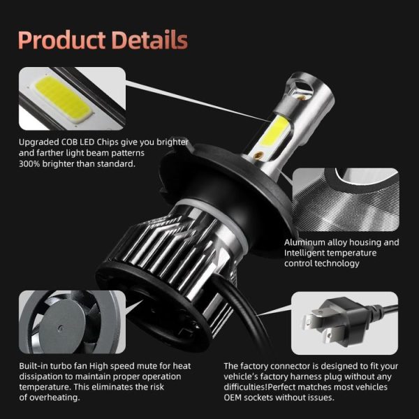 F2 H4 / HB2 / 9003 2 PCS DC9-36V / 25W / 6000K / 2500LM IP68 Waterproof Car LED Headlight (Cold White Light) - Image 6