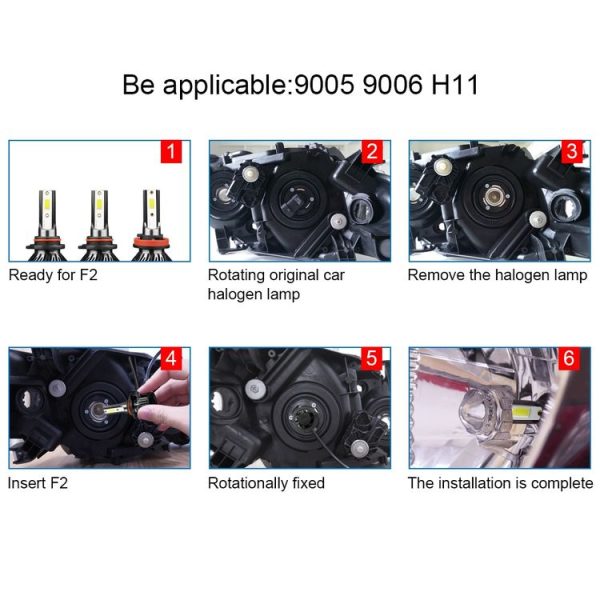 F2 H8 / H9 / H11 2 PCS DC9-36V / 25W / 6000K / 2500LM IP68 Waterproof Car LED Headlight (Cold White Light) - Image 12