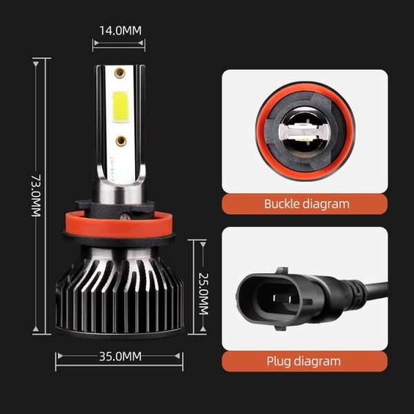 F2 H8 / H9 / H11 2 PCS DC9-36V / 25W / 6000K / 2500LM IP68 Waterproof Car LED Headlight (Cold White Light) - Image 3
