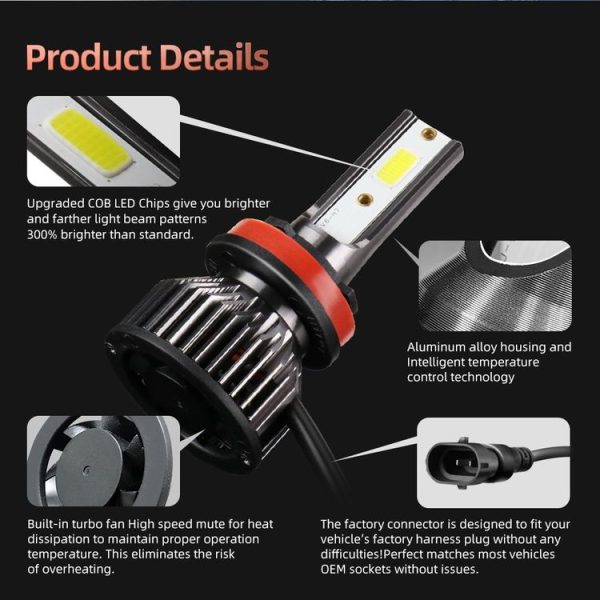 F2 H8 / H9 / H11 2 PCS DC9-36V / 25W / 6000K / 2500LM IP68 Waterproof Car LED Headlight (Cold White Light) - Image 6