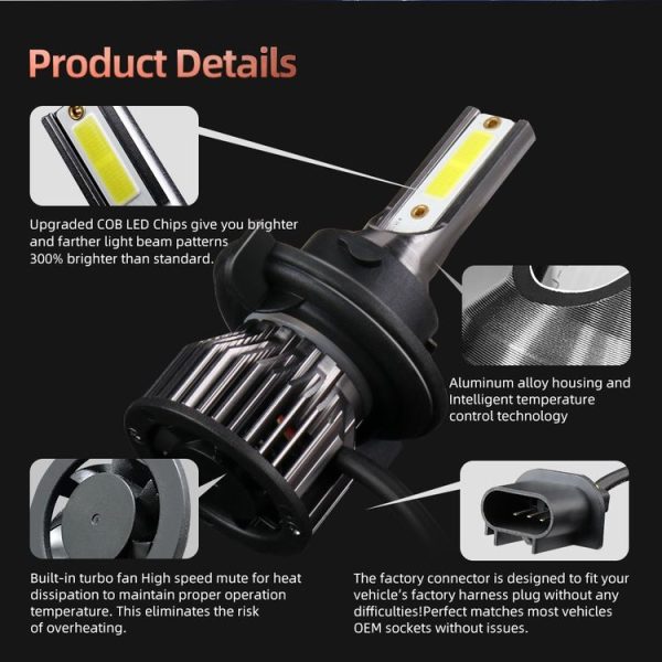 F2 H13 2 PCS DC9-36V / 25W / 6000K / 2500LM IP68 Waterproof Car LED Headlight (Cold White Light) - Image 6