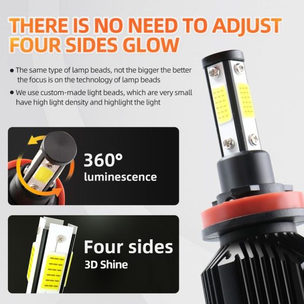 M6 H8 / H9 / H11 2 PCS DC9-36V / 25W / 6000K / 2500LM IP68 Waterproof Car LED Headlight (Cold White Light) - Image 5