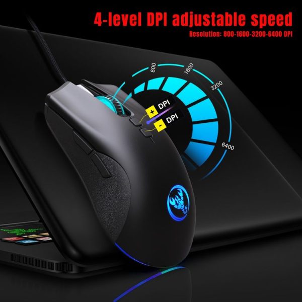 HXSJ A883 7 Keys 6400DPI RGB Light Mechanical Gaming Wired Mouse - Image 10