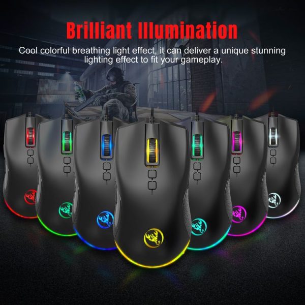 HXSJ A883 7 Keys 6400DPI RGB Light Mechanical Gaming Wired Mouse - Image 12