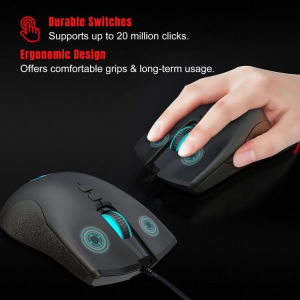 HXSJ A883 7 Keys 6400DPI RGB Light Mechanical Gaming Wired Mouse - Image 13
