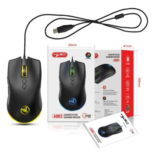 HXSJ A883 7 Keys 6400DPI RGB Light Mechanical Gaming Wired Mouse - Image 8