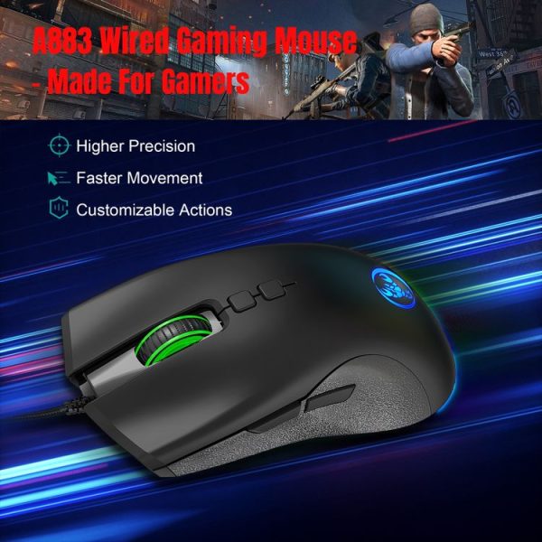 HXSJ A883 7 Keys 6400DPI RGB Light Mechanical Gaming Wired Mouse - Image 9