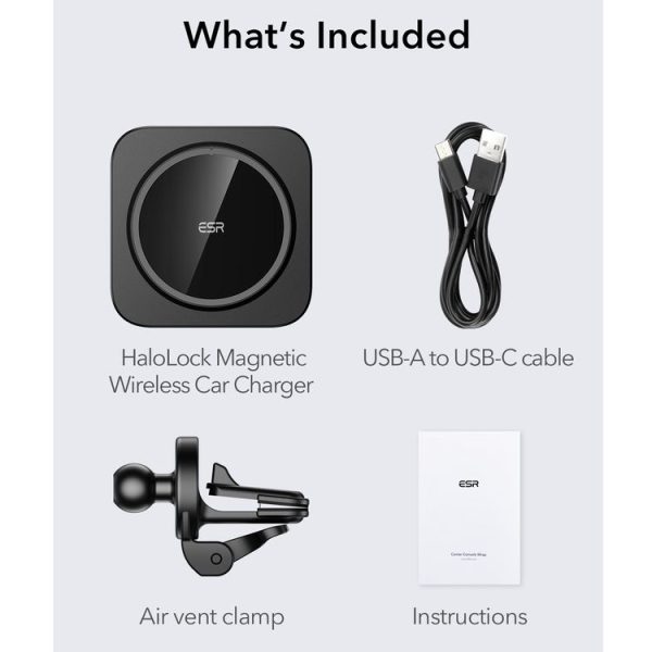 ESR 2C502 HaloLock Magnetic Car Wireless Charger for iPhone 12 Series (Black) - Image 3