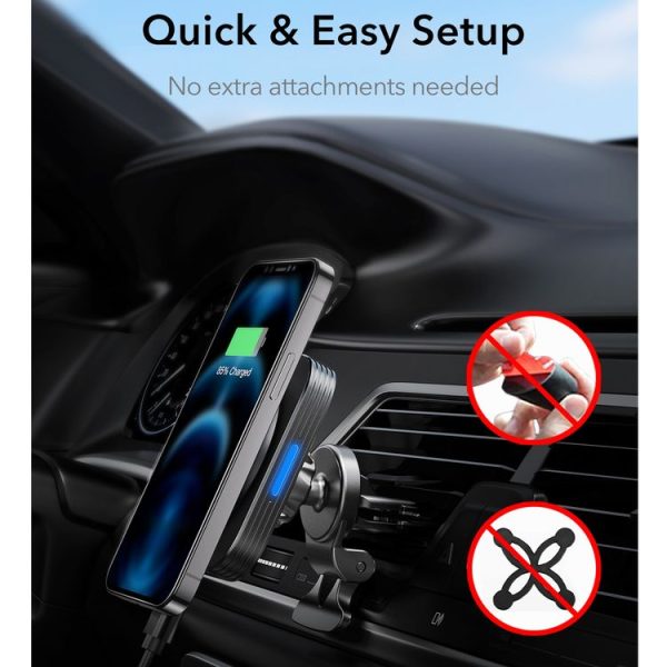 ESR 2C502 HaloLock Magnetic Car Wireless Charger for iPhone 12 Series (Black) - Image 8