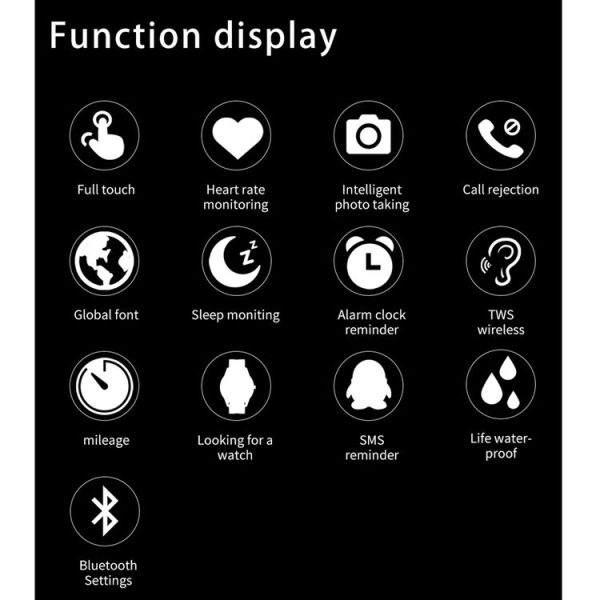 X6 1.28 inch Touch Screen IP67 Waterproof Smart Earphone Watch, Support Heart Rate Monitoring / Sleep Monitoring / Bluetooth Call (Black) - Image 13