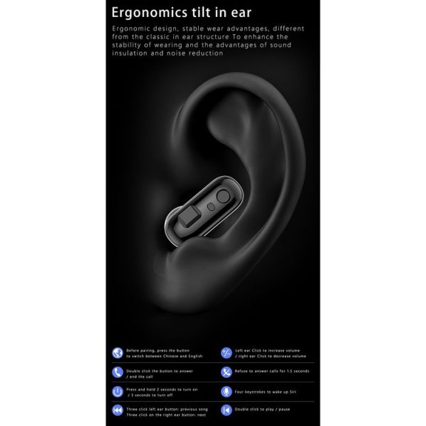 X6 1.28 inch Touch Screen IP67 Waterproof Smart Earphone Watch, Support Heart Rate Monitoring / Sleep Monitoring / Bluetooth Call (Black) - Image 5
