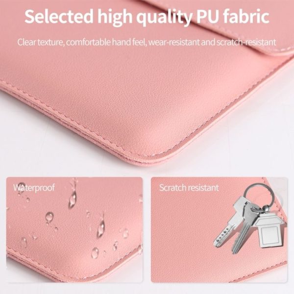 Litchi Pattern PU Leather Waterproof Ultra-thin Protection Liner Bag Briefcase Laptop Carrying Bag for 15 inch Laptops (Navy Blue) - Image 11