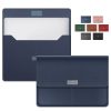 Litchi Pattern PU Leather Waterproof Ultra-thin Protection Liner Bag Briefcase Laptop Carrying Bag for 15 inch Laptops (Navy Blue) - Image 2