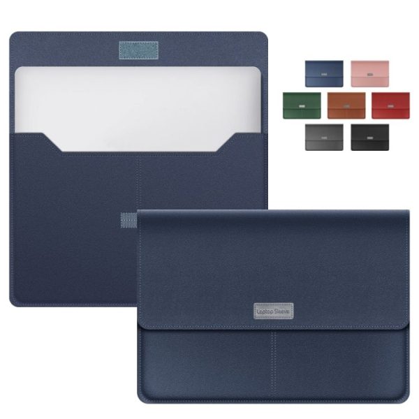 Litchi Pattern PU Leather Waterproof Ultra-thin Protection Liner Bag Briefcase Laptop Carrying Bag for 15 inch Laptops (Navy Blue) - Image 2