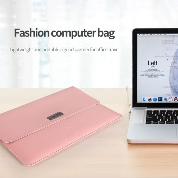 Litchi Pattern PU Leather Waterproof Ultra-thin Protection Liner Bag Briefcase Laptop Carrying Bag for 15 inch Laptops (Navy Blue) - Image 5