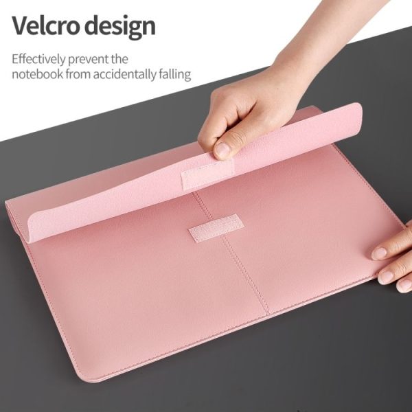 Litchi Pattern PU Leather Waterproof Ultra-thin Protection Liner Bag Briefcase Laptop Carrying Bag for 15 inch Laptops (Navy Blue) - Image 9