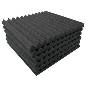 6pcs / Pack 30x30x2.5cm Triangular Groove Style Recording Studio Drum Video Room Sound Insulation Board Silencer Cotton (Black)
