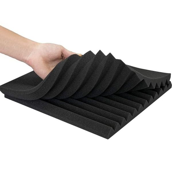 6pcs / Pack 30x30x2.5cm Triangular Groove Style Recording Studio Drum Video Room Sound Insulation Board Silencer Cotton (Black) - Image 2