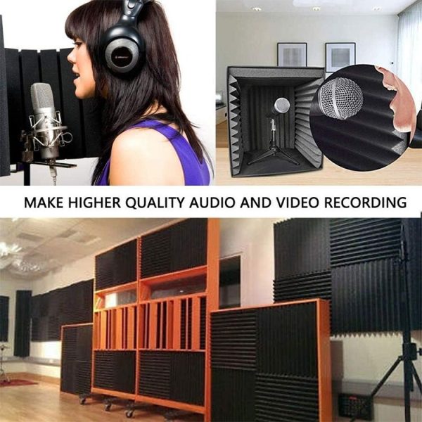 6pcs / Pack 30x30x2.5cm Triangular Groove Style Recording Studio Drum Video Room Sound Insulation Board Silencer Cotton (Black) - Image 6