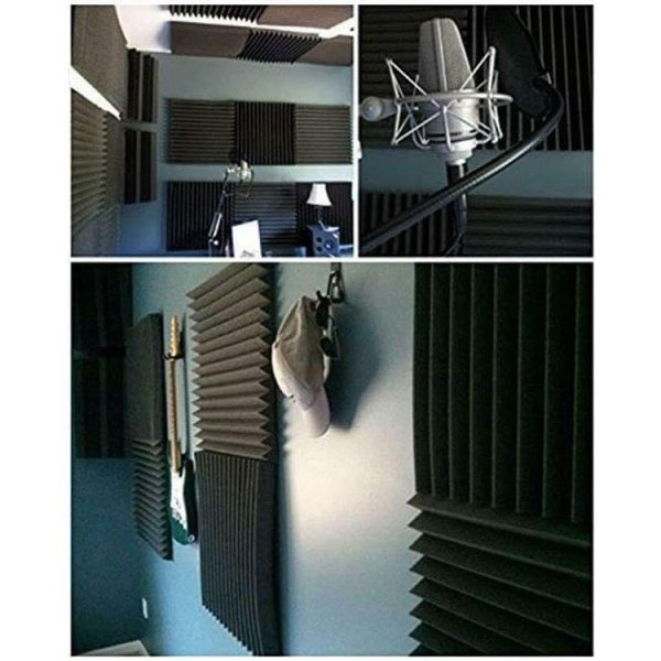 6pcs / Pack 30x30x2.5cm Triangular Groove Style Recording Studio Drum Video Room Sound Insulation Board Silencer Cotton (Black) - Image 8