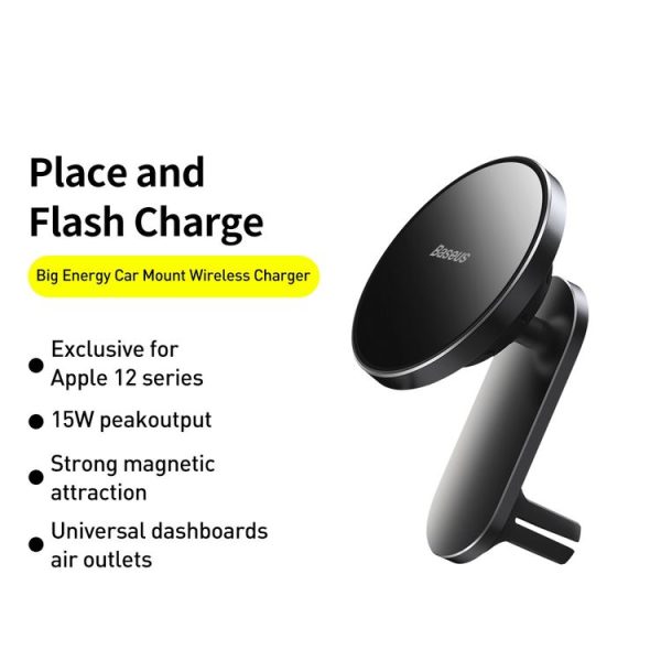 Baseus WXJN-01 Big Energy Car Mount Wireless Charger(For Dashboards and Air Outlets) (Cyan Black) - Image 2