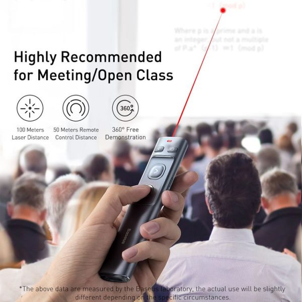 Baseus ACFYB-E0G RF2.4GHz Orange Dot PPT Red Laser Wireless Presenter Turning Pen, Charging Version, Laser Distance: 100m (Grey) - Image 5