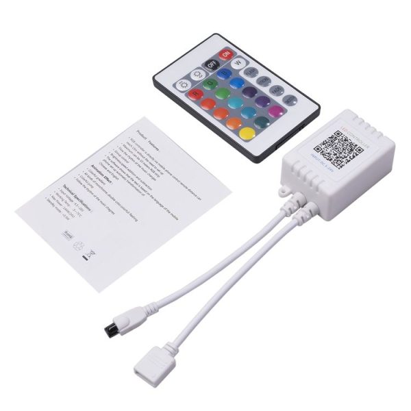 JH-RGB02 DC5.5x2.1mm Interface Bluetooth LED RGB Controller with 24 Keys Remote Controller (White) - Image 2