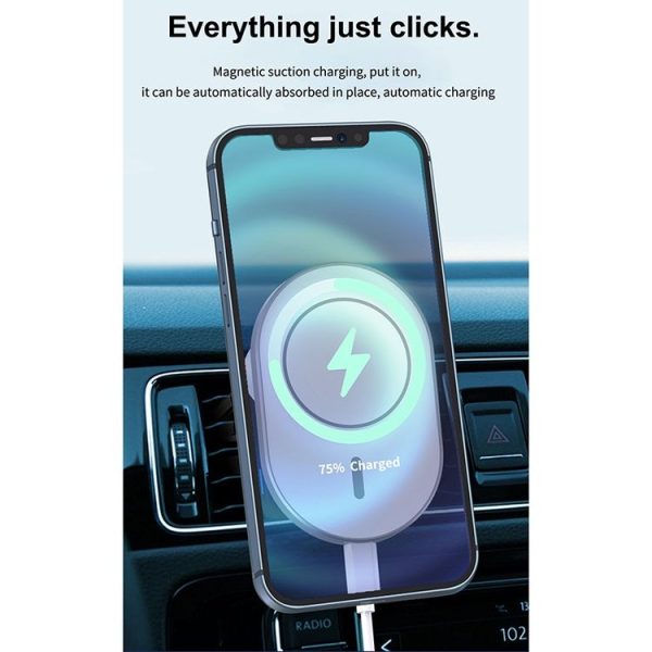 WiWU CH-306 15W Liberator 360 Degree Rotation Magnetic Car Wireless Charging Stand (Silver) - Image 2