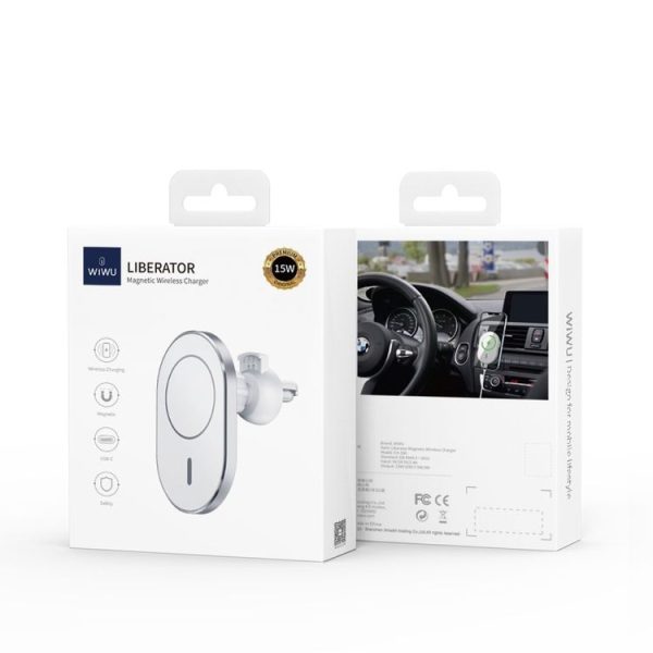 WiWU CH-306 15W Liberator 360 Degree Rotation Magnetic Car Wireless Charging Stand (Silver) - Image 5