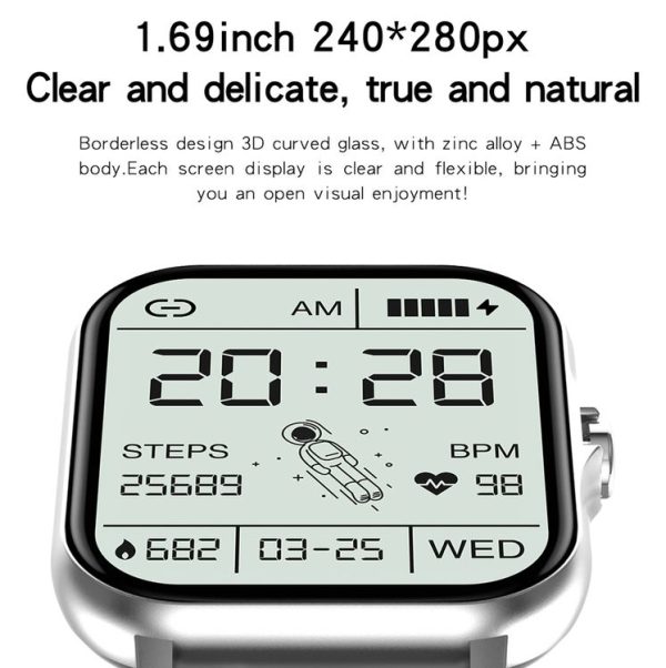 GT20 1.69 inch TFT Screen IP67 Waterproof Smart Watch, Support Music Control / Bluetooth Call / Heart Rate Monitoring / Blood Pressure Monitoring, Style: Steel Strap (Silver) - Image 3