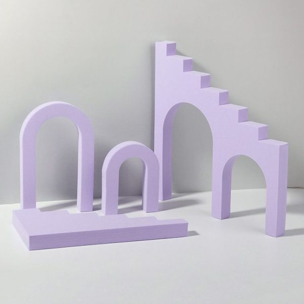 Ladder Combo Kits Geometric Cube Solid Color Photography Photo Background Table Shooting Foam Props (Purple)