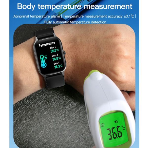 F37 1.69 inch TFT Screen IP67 Waterproof Smart Watch, Support Body Temperature Monitoring / Heart Rate Monitoring / Blood Pressure Monitoring (Green) - Image 4